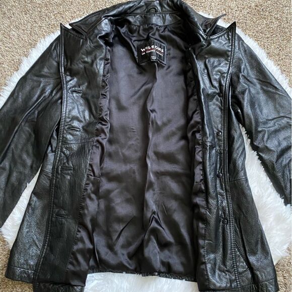 Wilson’s Leather Jacket Soft Button Down Pockets Lined Black Women’s Size Large - Picture 3 of 10
